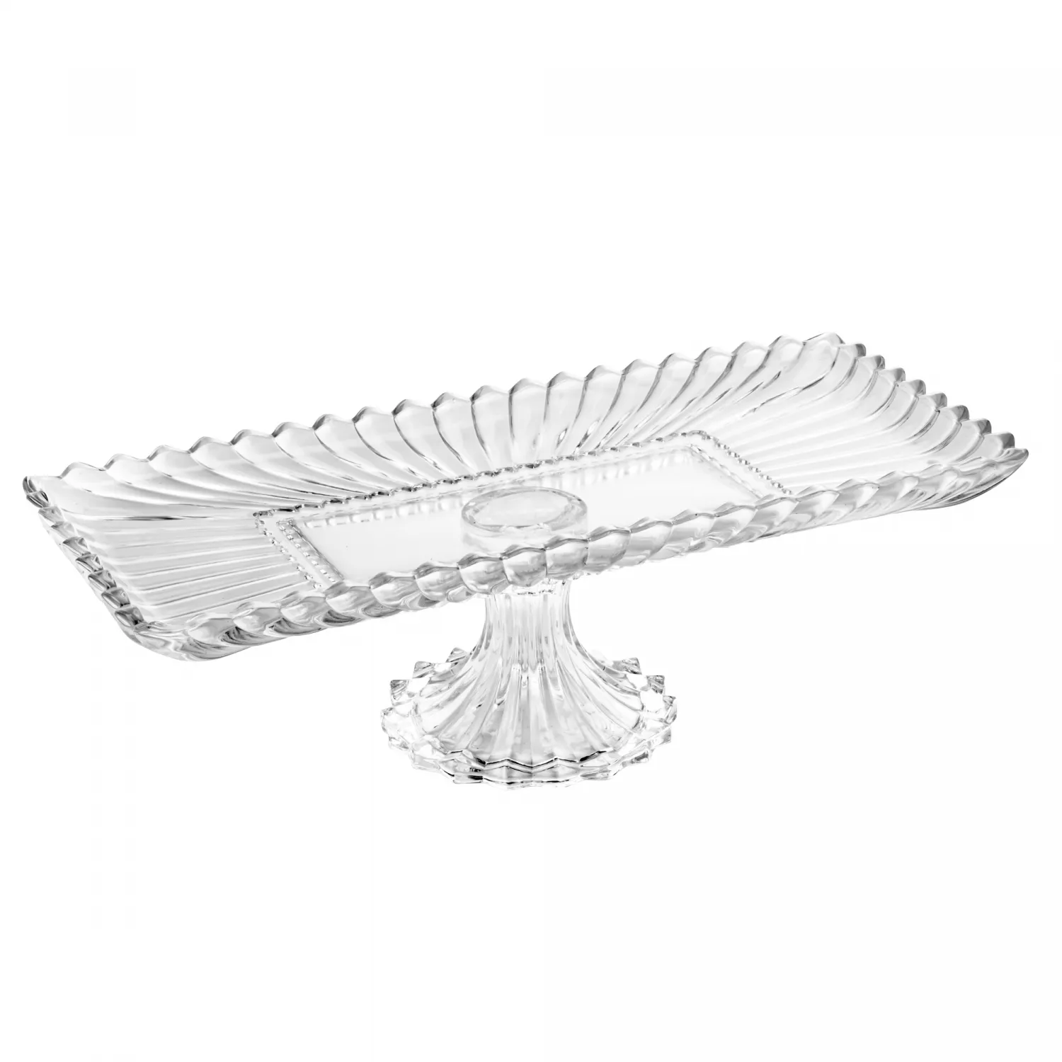 Travessa de Cristal com Pé Retangular Geneva 30cm x 16,5cm x 12cm - Wolff