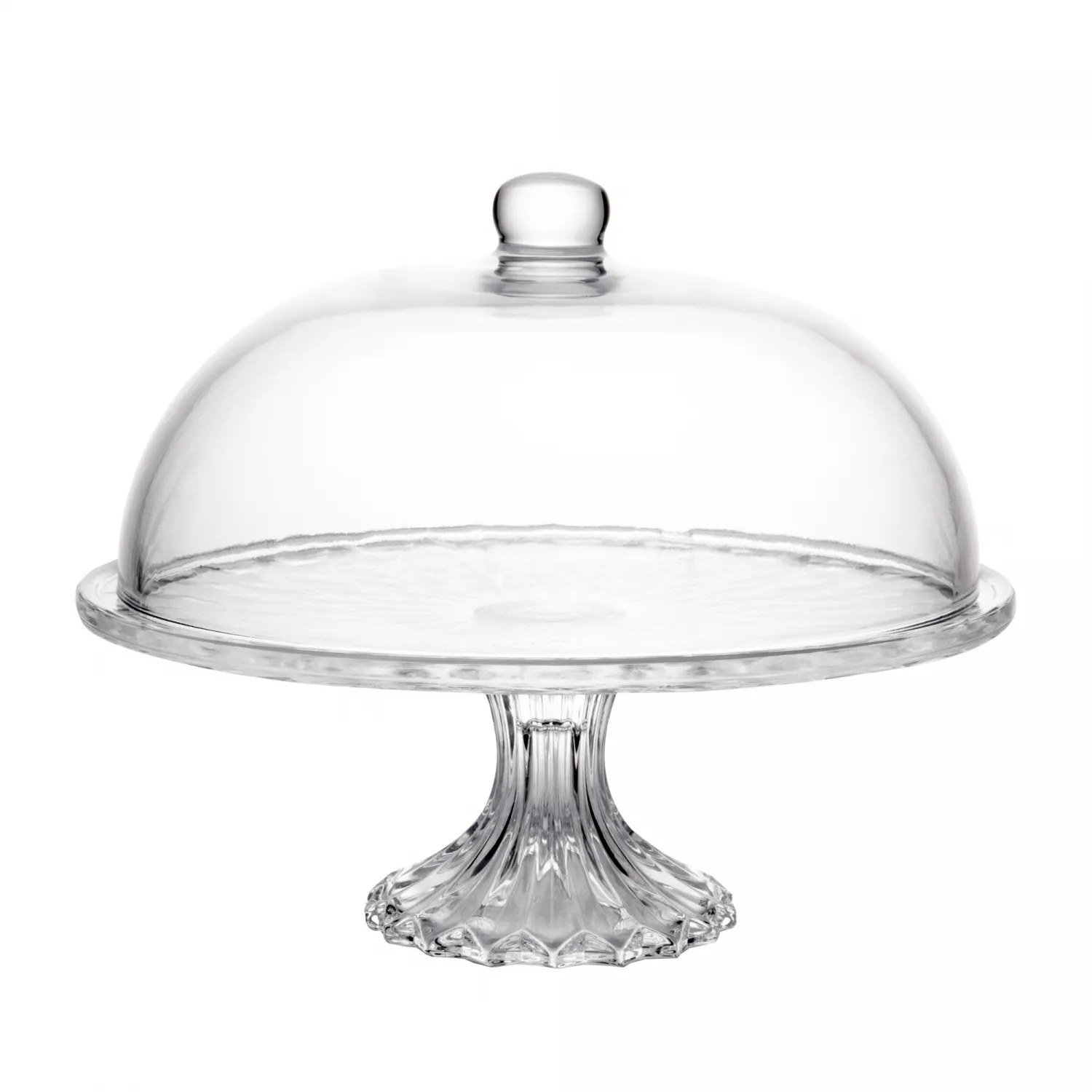 Prato para Bolo com Pé e Tampa Diamond 31cm x 31cm x 23,5cm Cristal - Lyor