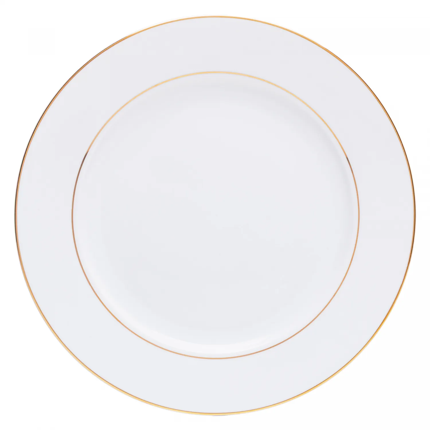 Conjunto 6 Pratos Rasos de Porcelana com Fio de Ouro Mônaco Branco 27cm x 2,5cm - Wolff