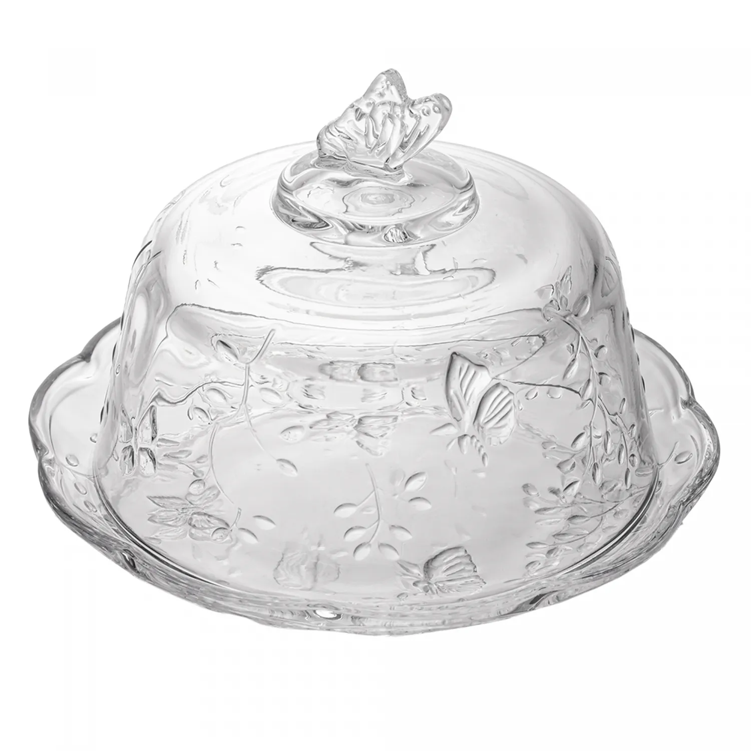 Queijeira com Tampa New Butterfly 20cm x 13,5cm Cristal Ecológico - Lyor