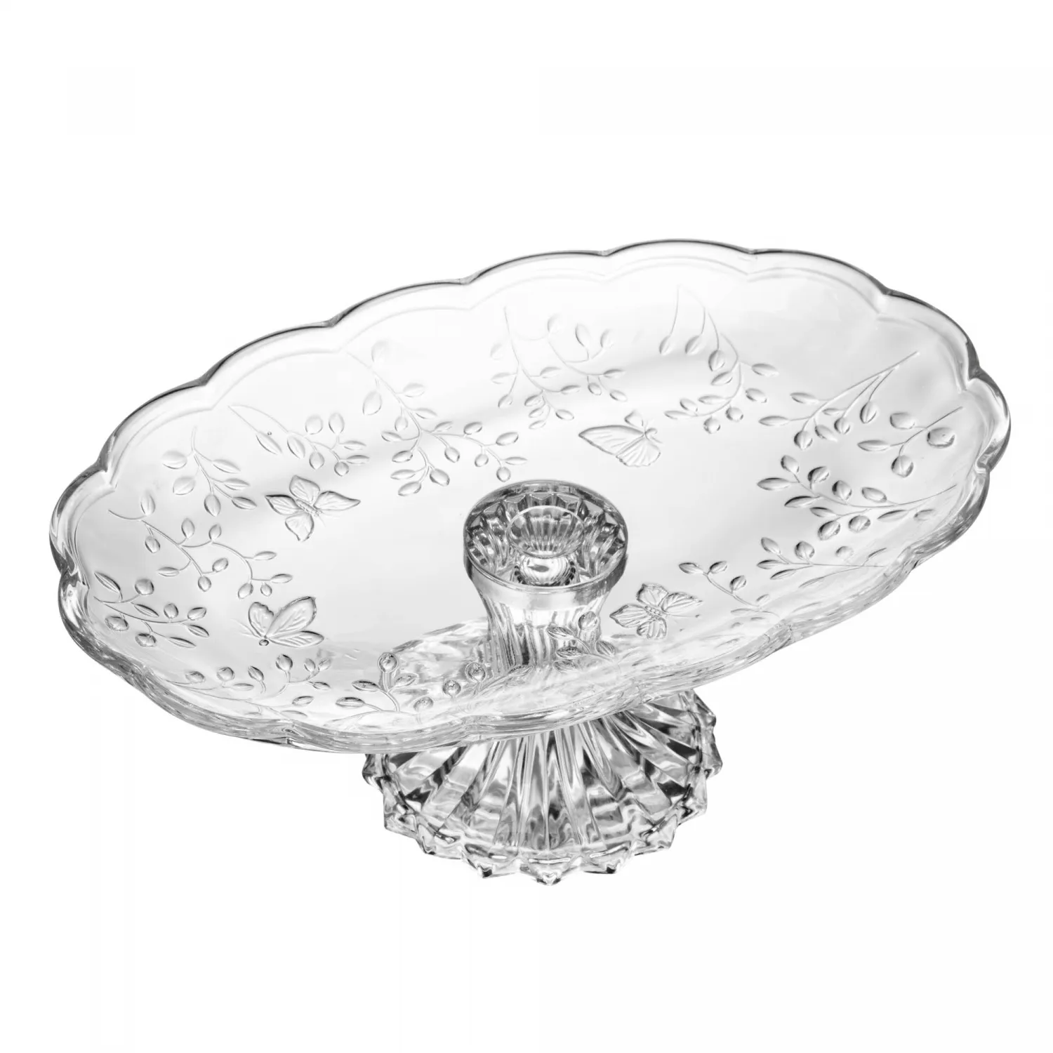 Travessa com Pé New Butterfly 31cm x 20cm x 12cm Vidro - Lyor